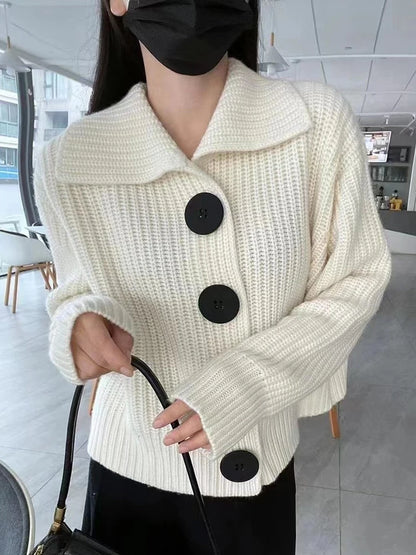 Loose Thick Large Button Knitted Autumn Winter Long Sweater