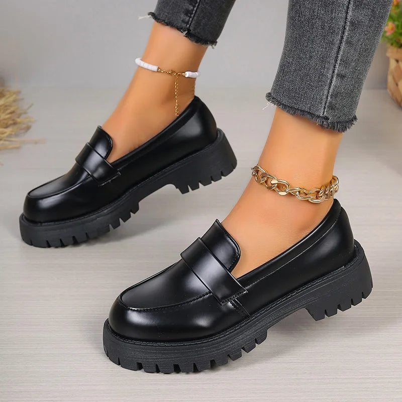 Thick-Soled Wedding Formal Business Casual Leather Platform Loafers Main image