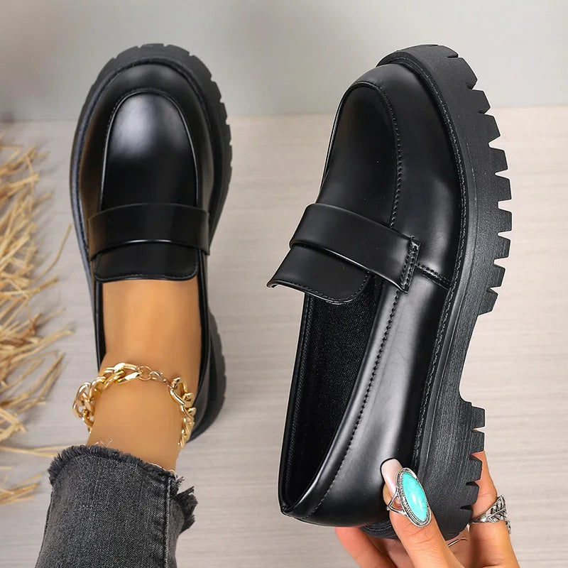 Thick-Soled Wedding Formal Business Casual Leather Platform Loafers Secondary image