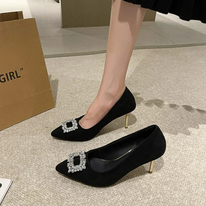 Luxury Women High  Pointed Toe Designer Stiletto Trend New Suede Elegant Shoes Low Heel Pumps Main image
