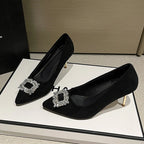 Luxury Women High  Pointed Toe Designer Stiletto Trend New Suede Elegant Shoes Low Heel Pumps
