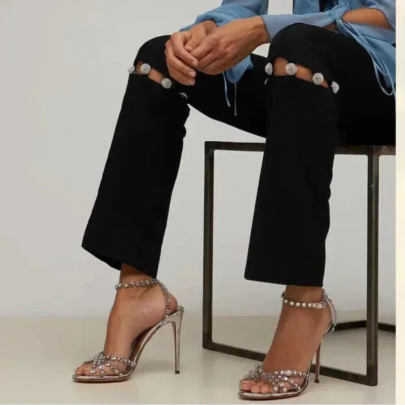 Luxury Crystal Thin High Transparent Rhinestone Fish Mouth High Heel Main image