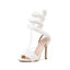 Luxury Furry Fur Decoration Serpentine Winding High Heel Open Toe Ankle Strap High Heel