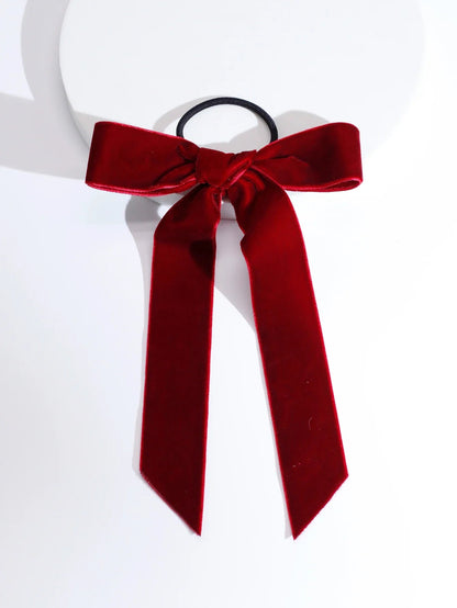 Velvet Bow Knot Ribbon Elastic Christmas Hair Accessory