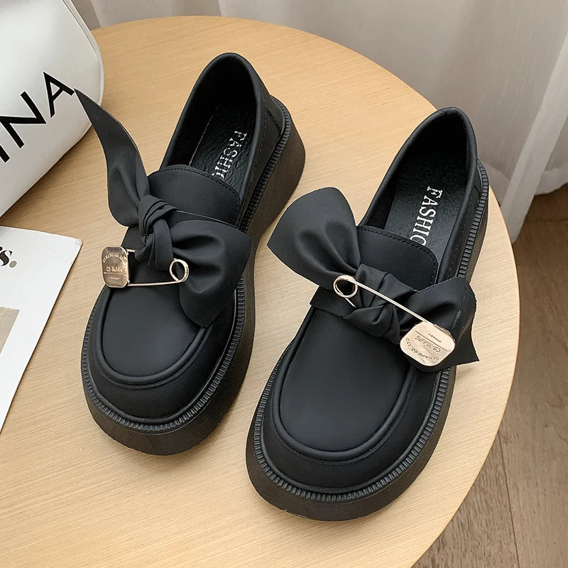 Fur Round Toe British Style Preppy Summer Comfortable Leather Creepers Loafers Main image