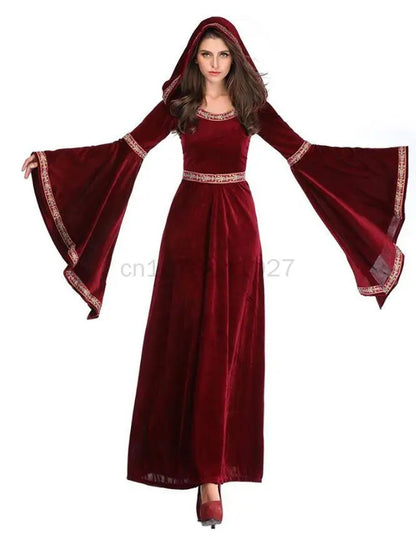 Medieval Retro Victorian Women Halloween Vampire Witch Gothic Red Dress Costume