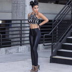 Artificial Leather High Waist Pencil Skinny Elastic  Hip Butt Lift Pants