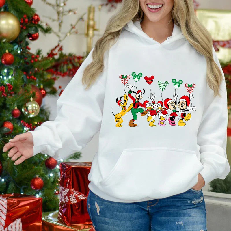 Charming Mickey Mouse Plus Velvet Sports Christmas Hoodie White 4 / S Hoodies-L