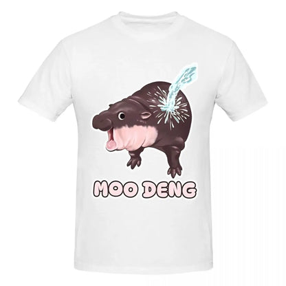 Awesome Cotton Crew Neck Short Sleeve Men Women Baby Hippo Gift Tee Shirt Moo Deng