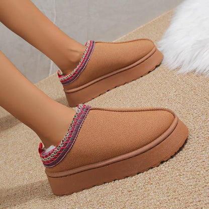 New Ankle Flats Platform Women Snow Boots Suede Plush Warm Winter New Thick Fashion Shoes Chelsea Women Boots Plus Size 43