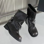 New Square Toe Buckled Slip On Modern Winter Ankle Boot