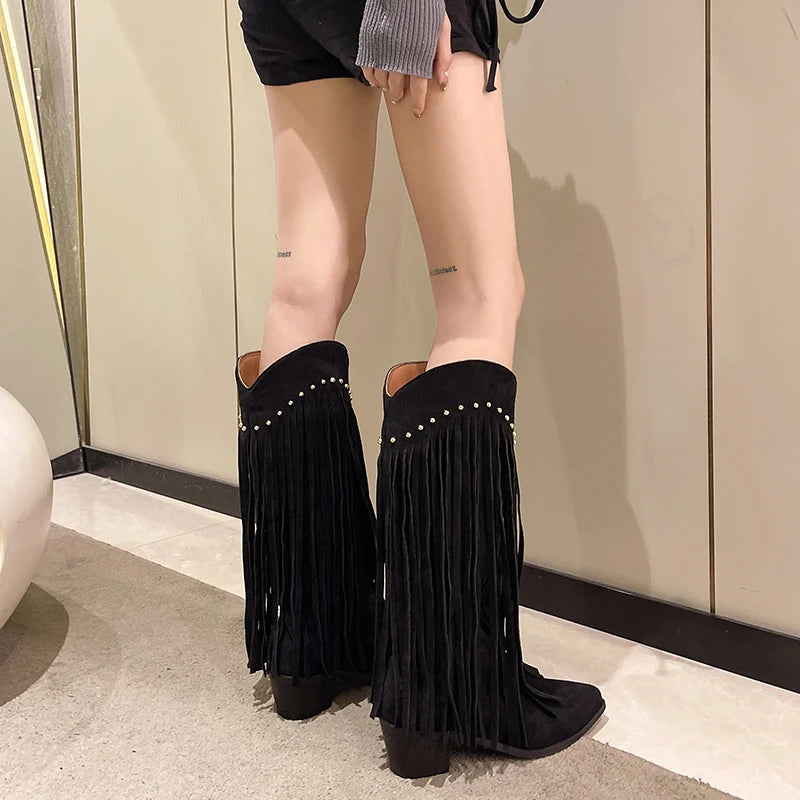 Trendy Elegant Stylish Comfortable Fashionable Chic Pointed Toe Knee High Boots Secondary image