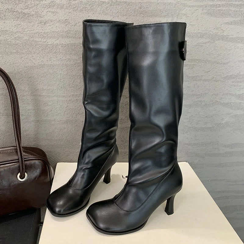 Stylish Modern Elegant Comfortable Fashionable Chic Pointed Toe Knee High Boots Secondary image