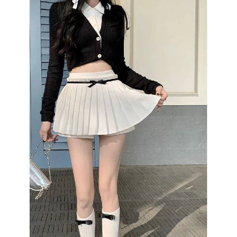 Summer Pleated With Shorts Korean Gyaru Mini Tennis Skirt