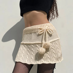 DressBetty -  Knitted Low Waist Preppy Style Skirt