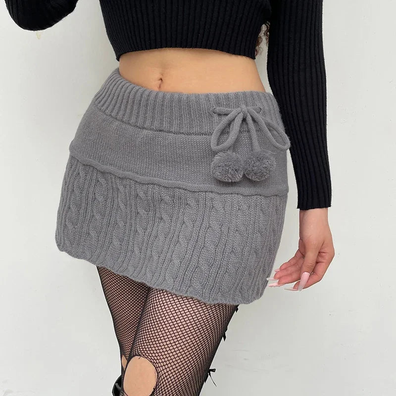 DressBetty - Sexy Knitted Low Waist Preppy Style Skirt
