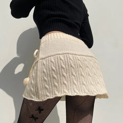 DressBetty -  Knitted Low Waist Preppy Style Skirt