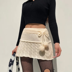 DressBetty -  Knitted Low Waist Preppy Style Skirt