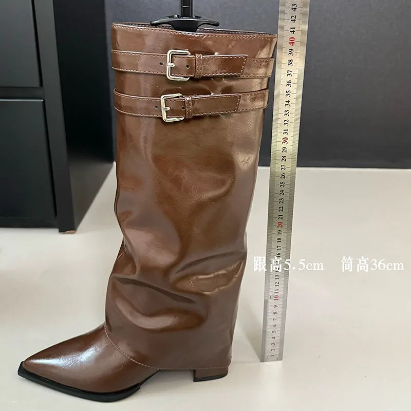 New Footwear Pointed Toe Buckle Fashion Heels Long Knee High Boots Main image