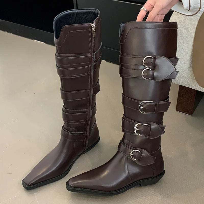 New Footwear Zippers Autumn Winter Metal Buckle Long Knee High Boots Secondary image