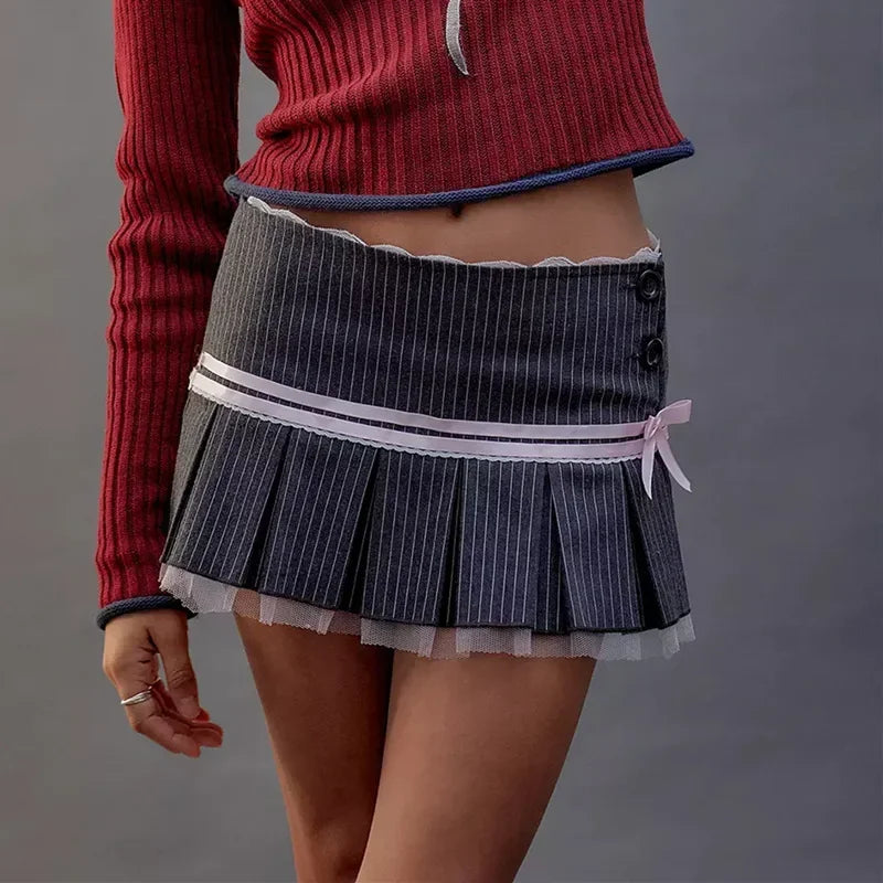 DressBetty - Lace Splice Bow Bandage Fashion Folds Skirt Main image