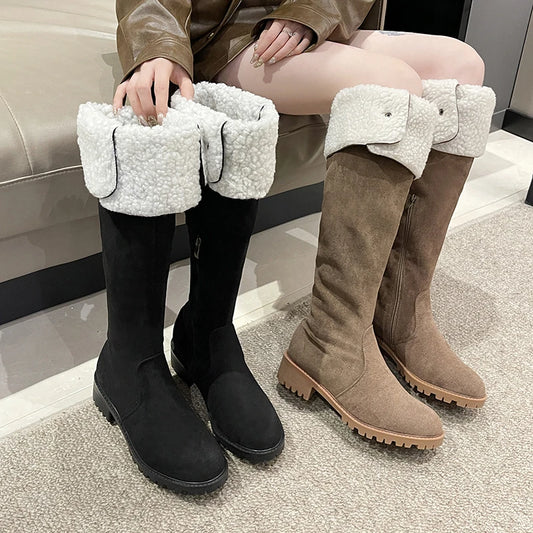 Elegant Fashionable Rivet Pointed Toe Stylish Knee High Boots