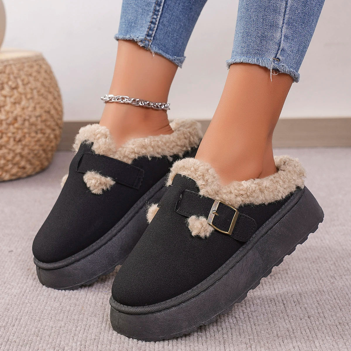 Luxury Plush Fashion Retro Comfortable Flat Sole Snow Boot