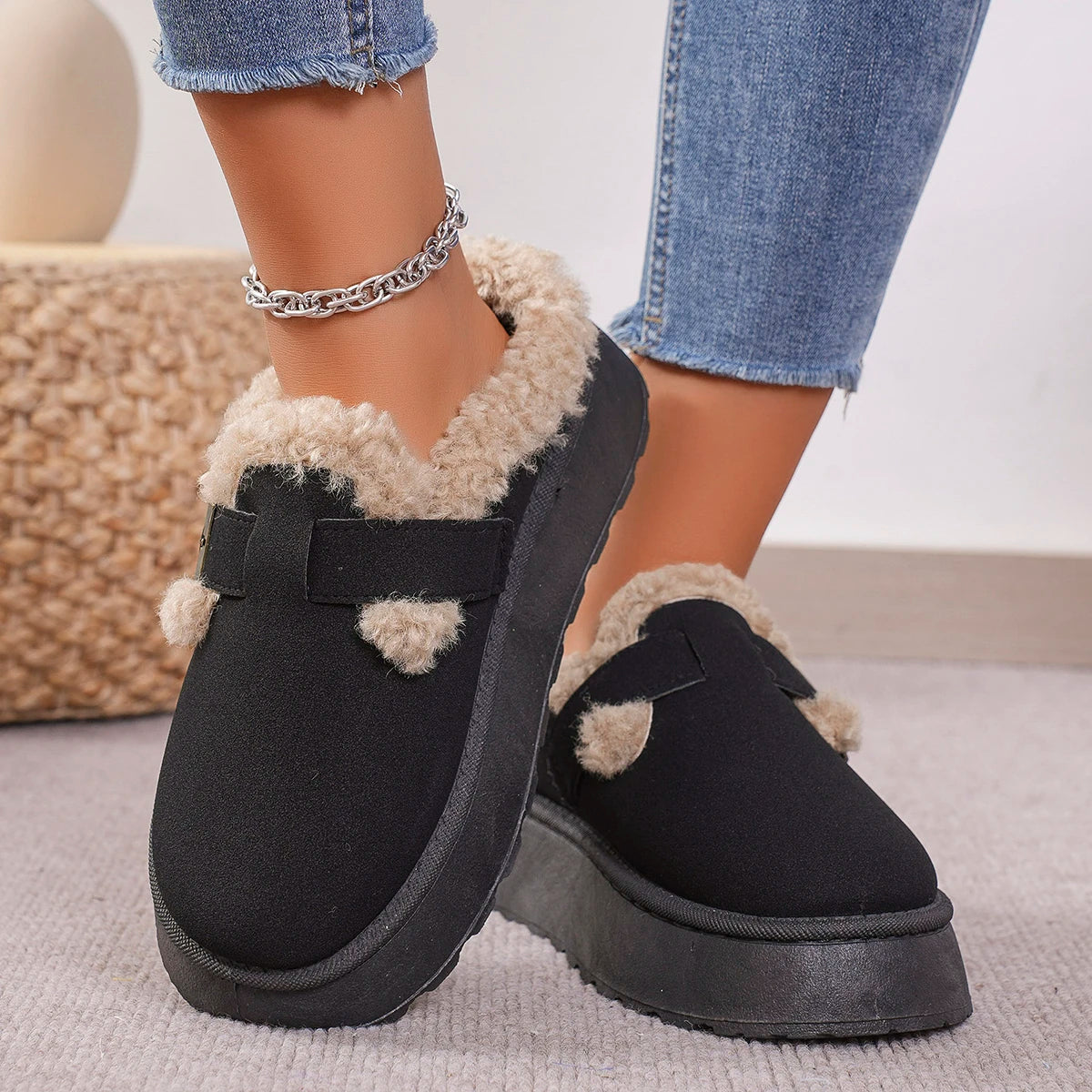 Luxury Plush Fashion Retro Comfortable Flat Sole Snow Boot