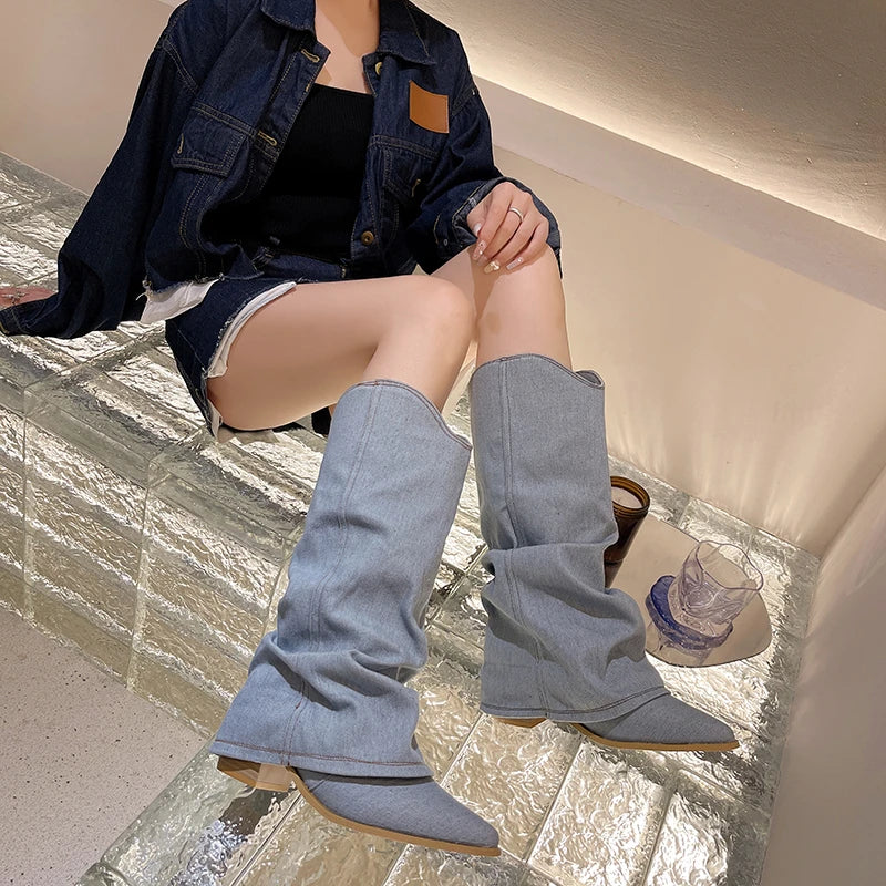 Trendy Stylish Elegant Comfortable Fashionable Chic Pointed Toe Knee High Boots Main image