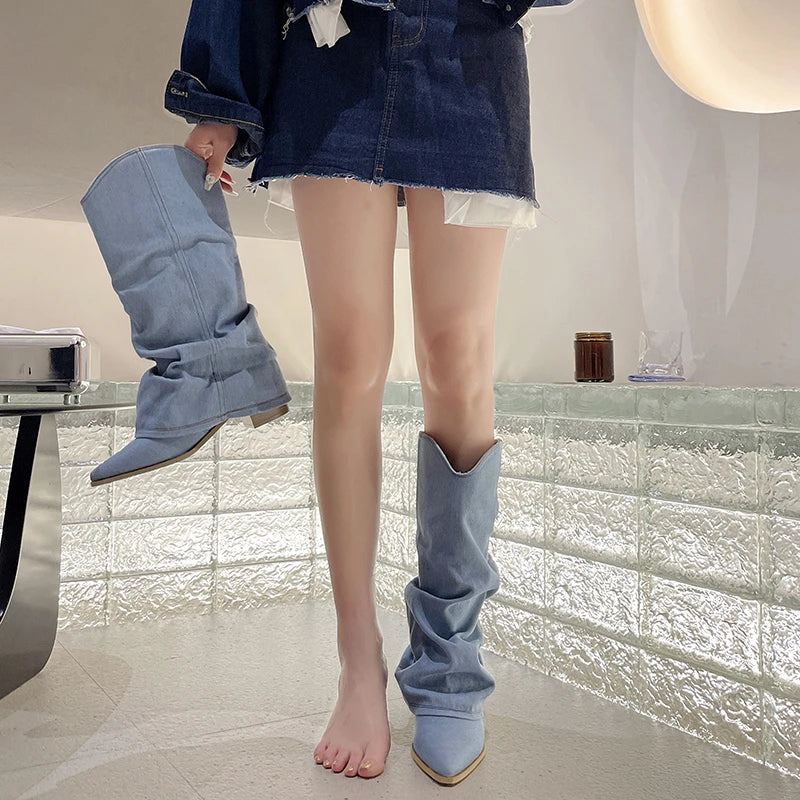 Trendy Stylish Elegant Comfortable Fashionable Chic Pointed Toe Knee High Boots Secondary image