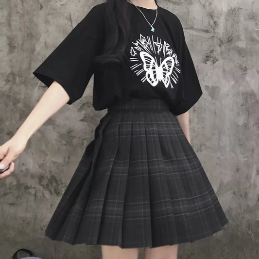 Preppy Black Plaid Japanese School Uniform Kawaii Mini Skirt