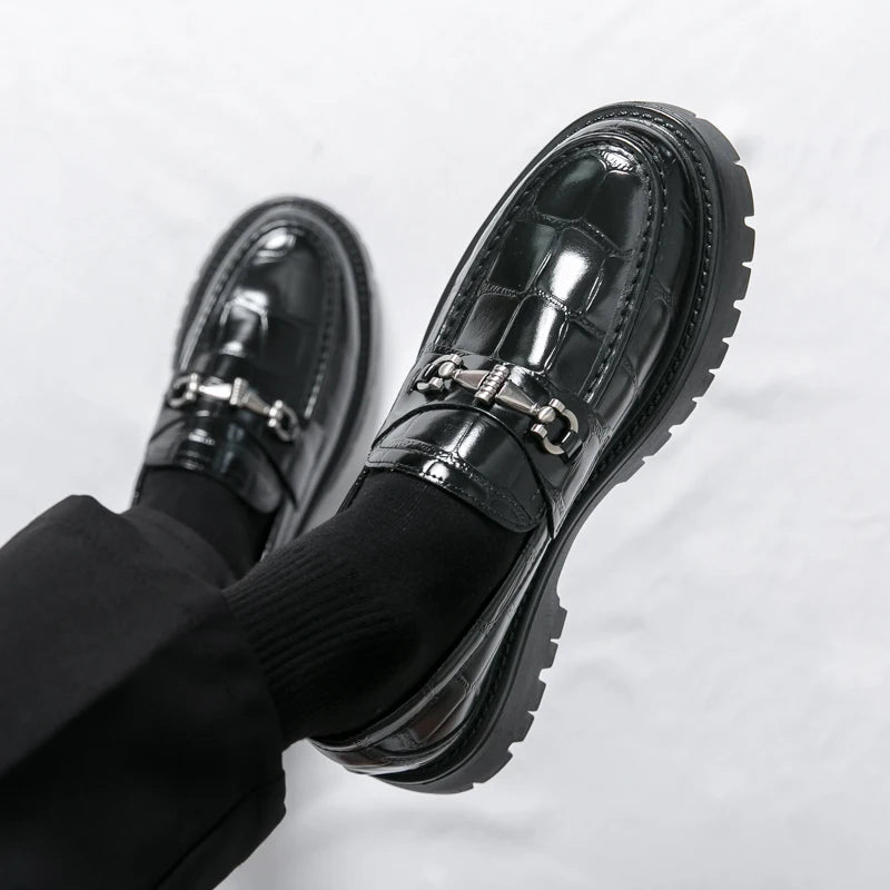 British Style Black Brown PU Leather Slip On Plus Size Comfort Flats Loafers Main image