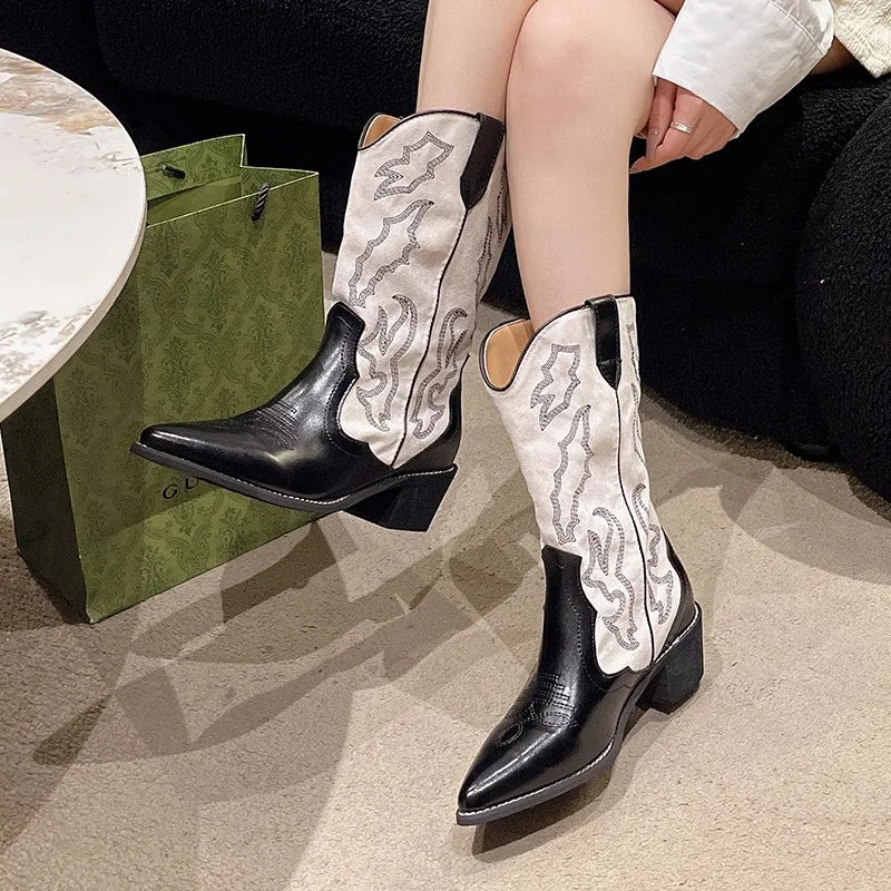 Vintage Chic Printed Casual Leather Comfortable Elegant Knee High Boots Main image