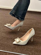 Casual Fashion Pearl Wedding Square Rhinestone  High Heel