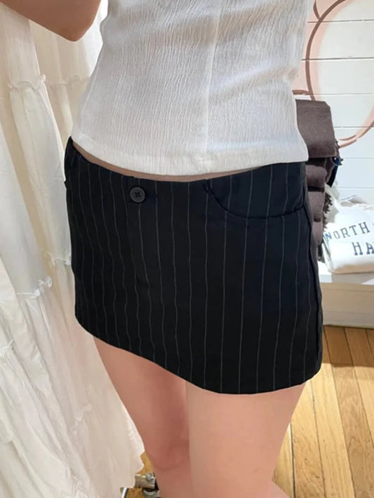 DressBetty - New Stripes Straight High Waist Mini Skirt