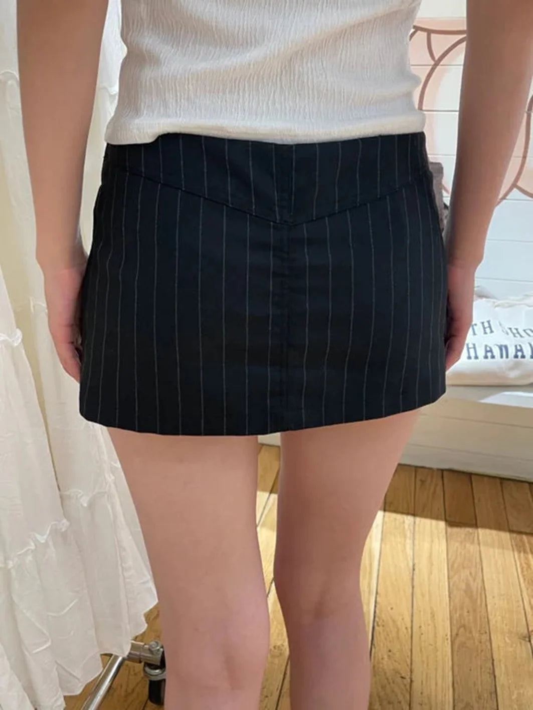 DressBetty - New Stripes Straight High Waist Mini Skirt