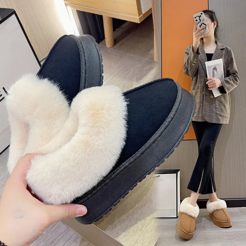 New Warm Boots Women Winter Flats Shoes Short Plush Fur Ankle Snow Boots Casual Shoes Sport Suede Motorcycle Botas Secondary image