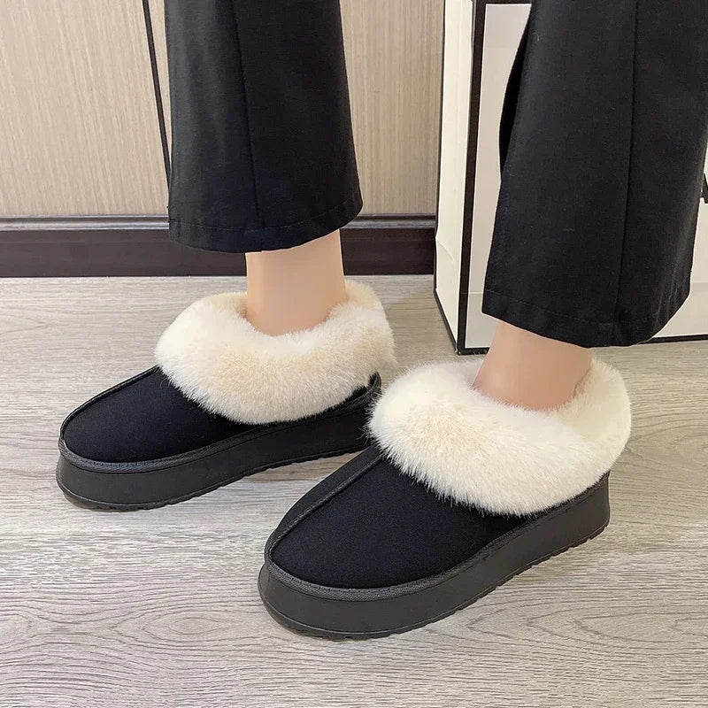 New Warm Boots Women Winter Flats Shoes Short Plush Fur Ankle Snow Boots Casual Shoes Sport Suede Motorcycle Botas