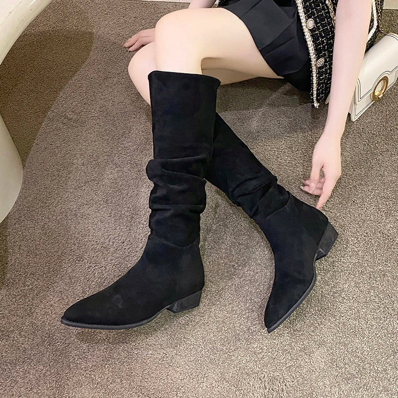 Comfy Fashionable Chunky Heel Pointed Toe Stylish Knee High Boots Secondary image