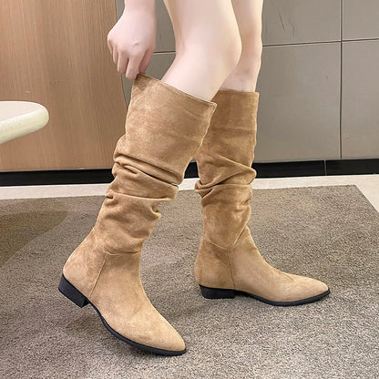 Comfy Fashionable Chunky Heel Pointed Toe Stylish Knee High Boots