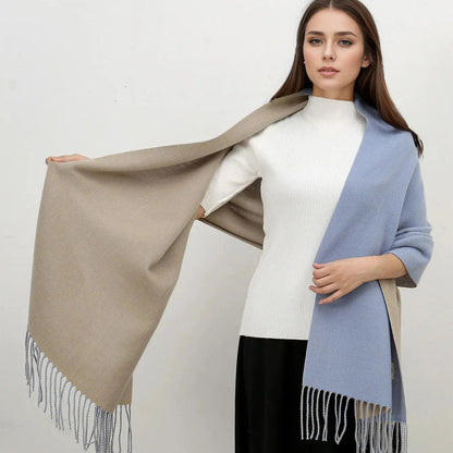 Winter Cashmere Long Warm Hijab Wrap Solid Pashmina Scarf Female