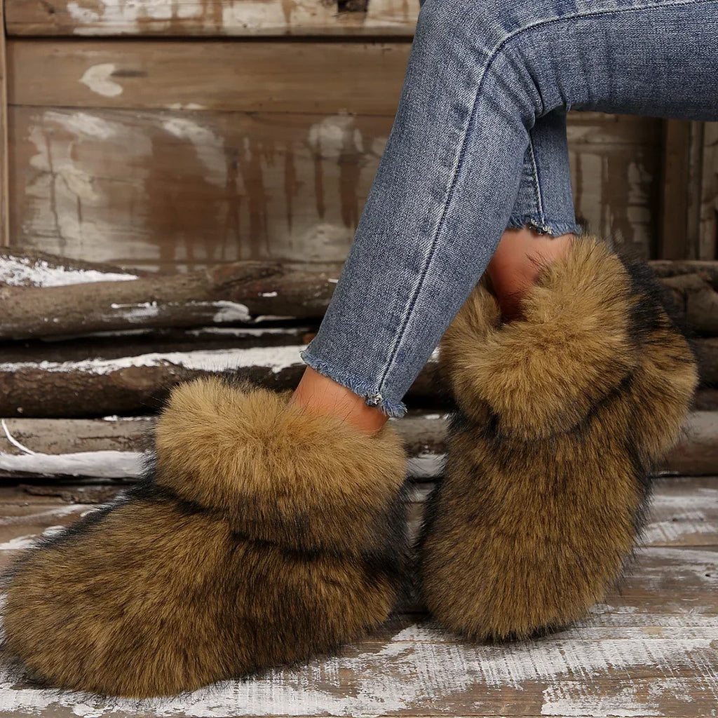 New Woman Boots High Boots Over-the-knee Fur Snow Boots Women's Fashion Warm Wool-like Plus Velvet Padded Winter Platform Shoes