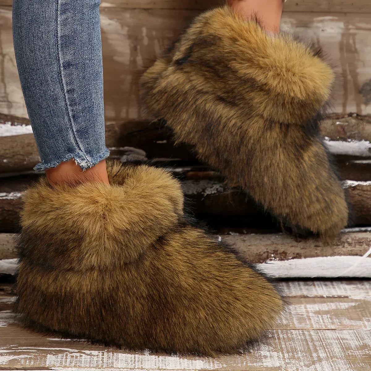 New Woman Boots High Boots Over-the-knee Fur Snow Boots Women's Fashion Warm Wool-like Plus Velvet Padded Winter Platform Shoes Main image