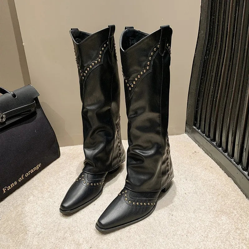 Elegant Trendy Stylish Comfortable Fashionable Chic Pointed Toe Knee High Boots Secondary image
