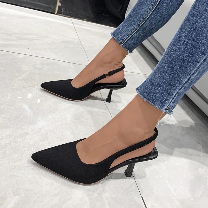 Closed Toe Green Single Thin Mid-heeled Fashion Pointed Plus Size Low Heel Pumps Secondary image