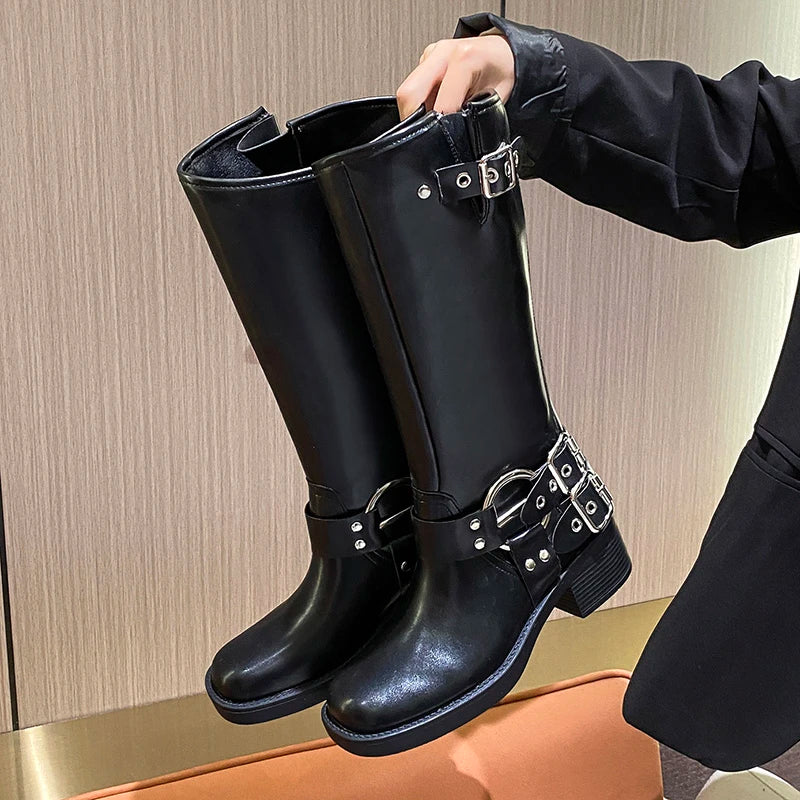 Modern Trendy Slip-On Comfortable Pointed Toe Knee High Boots Main image