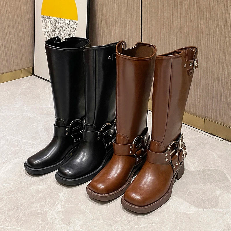 Modern Trendy Slip-On Comfortable Pointed Toe Knee High Boots