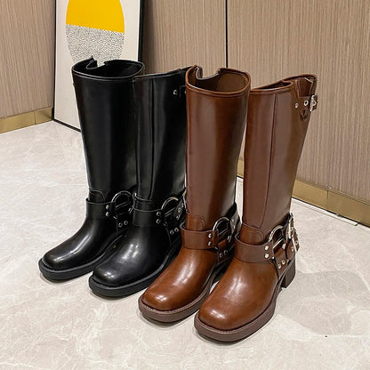 Modern Trendy Slip-On Comfortable Pointed Toe Knee High Boots