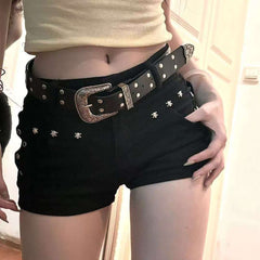 Stretch Bodycon Rivet Low Rise Shorts