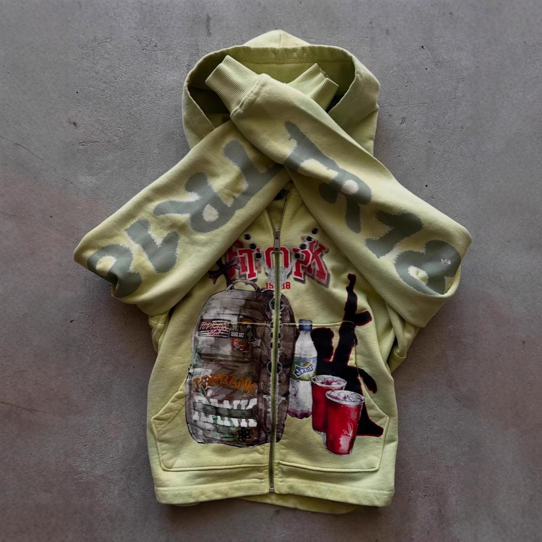 Edgy Youthful Zip Long Sleeve Unisex Hoodie Secondary image